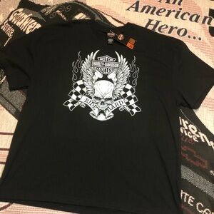Harley-Davidson Black skull flame T-Shirt